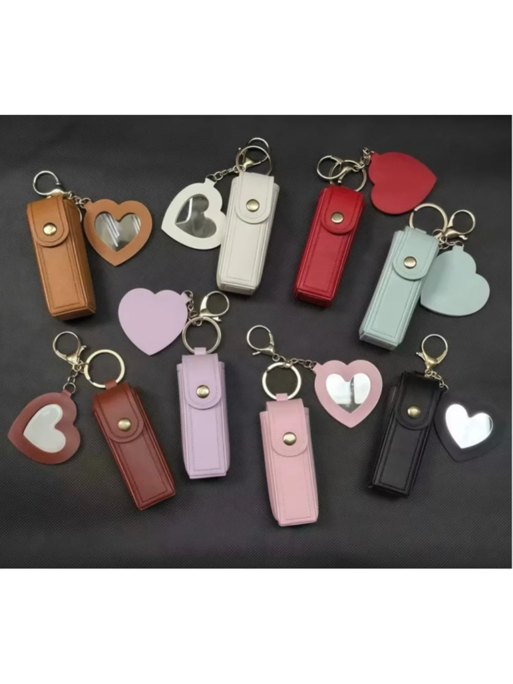 Lipstick Case Keychain with Mirror, Bag Charm - Brand New - Multiple colors